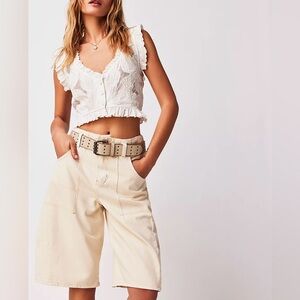 Free People We The Free Barrel Shorts NWT Cream Cargo Utility Size 26